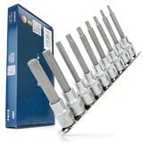 HASKYY Torx Bit Set Lang 100mm T20-T60 1/2" (12,5mm) Antrieb Stecknuss Innenvierkant Steckschlüssel Bit 9-teiliges