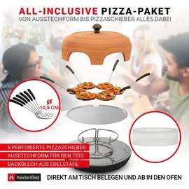 Heidenfeld Mini-Pizzaofen Pizzachef, Pizzadom für 6 Personen, Terrakotta-Kuppel, 1.100 Watt