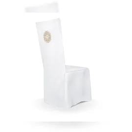 Partydeco Stuhlhusse mit IHS Motiv Weiß/Gold