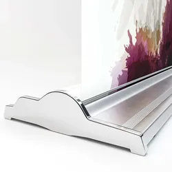 Roll Up Banner | Premium+: 16kg | B:H 100 x 200 cm | Alu Silber | Banner Display, Rollup Banner, Werbeaufsteller Rollup