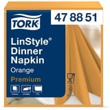 Tork 478851 Linstyle Premium Dinnerservietten Orange / Servietten stoffähnlich und saugfähig / 1-lagig / Premium Qualität / 12 x 50 (600) Airlaid Servietten / 39 x 39 cm (B x L)