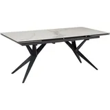 Esszimmertisch 180 - 260 cm Ausziehbar Keramik Glas Weiß, Keramiktisch Marmor-Optik Groß, Designer Küchentisch Rechteckig, Esstisch Extravagant ... - Weiß