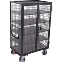 VARIOfit Etagenwagen, außen vergittert mit Flügeltür, Drehgriff und 5 Ladeflächen 1245x785mm Anthrazitgrau