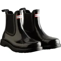 Hunter - Damen Stiefeletten "Commando", Glänzend FS11380 (39,5 EU) (Schwarz) - Schwarz - 39,5