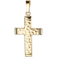 JEVELION Goldkreuz Kreuz-Anhänger in markanter Hammerschlag-Optik für Damen, Herren und Kinder als Kettenanhänger 585 Gold 14 Karat + Schmuck-Etui