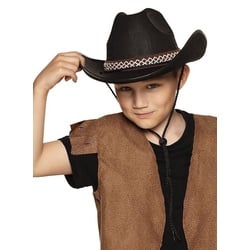 Boland Kostüm Cowboyhut schwarz, Robuster Westernhut passend zum Cowboy Kinderkostüm schwarz