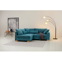 Home Affaire Ecksofa HOME AFFAIRE Sofas Gr. B/H/T: 227 cm x 77 cm x 190 cm, Aqua Clean Pascha, Ottomane links, mit Bettfunktion, blau (petrol) Ecksofas Bestseller