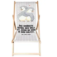 Mr. & Mrs. Panda Gartenliege Pinguine Kuscheln - Grau Pastell - Geschenk, für Männer, Gartenliege, 1 St., Ultrabequem grau