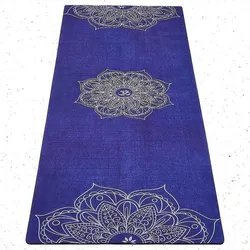 Yogamatte Naturkautschuk & Mikrofaser 5mm68cmx1,83m - Mandala blau 183 CM