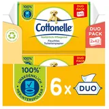 Cottonelle Feuchtes Toilettenpapier, Natürlich Pflegend - Kamille & Aloe Vera, Biologisch Abbaubar, Plastikfrei, Wiederverschließbar, Duo-Pack, 6 x 84 Feuchttücher