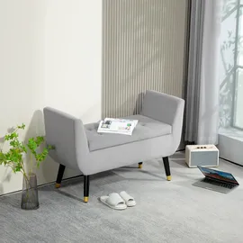 Homcom Sitzbank mit Stauraum Armlehnen Polsterbank mit Samtoptik, Sitztruhe mit Holzbeine, Truhenbank für Wohnzimmer Schlafzimmer Flur 107 x 42 x 65 cm, Esszimmer, Bänke, Sitzbänke