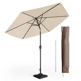 Oskar Sonnenschirm 270cm Set Beige, inkl Schutzhülle + Ständer Gartenschirm