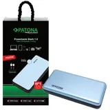 Patona Powerbank Stark 1.0 PD65W 20000mAh mit 2 integrierten Ladekabel USB-C Lightning PD 65W 20000 (20000 mAh, 65 W, Wh), Powerbank, Blau