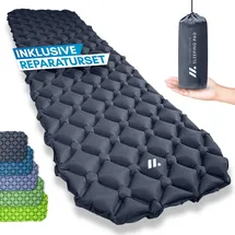 NORDMUT NORDMUT® Isomatte Ultraleicht [mit Reparaturset] – Aufblasbare Luftmatratze Camping kleines Packmaß – Camping Matratze Wetterfest für O... - Dunkelgrau