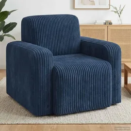 vidaXL Sessel Marineblau Cord 72 x 71 x 70 cm Blau mit Rollen
