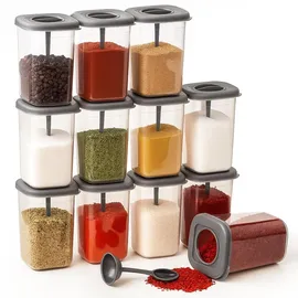 Jungengel Vorratsdosen Set 12 Stück 450 ml stapelbar luftdicht grau