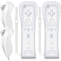 Wii Remote Controller mit Motion Plus und Nunchuck,Wireless Wii Fernbedienung Wii Remote Plus Controller mit Nunchuck mit Silikonhülle Handschlaufe für Wii