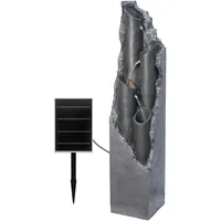 Dehner Gartenbrunnen Tubi, Solarbrunnen frostbeständig, Brunnen für Außen, mit LED Beleuchtung, ca. 113.2 x 27.5 x 27.5 cm, grau