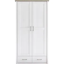Begabino Drehtürenschrank Luca 106 x 201 x 55 cm Pinie Weiß/Trüffel