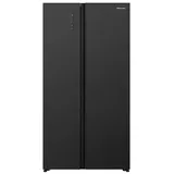 Hisense Freistehend Side-by-Side-Kühlschrank, Inox, 527 l, Freistehend, Amerikanische Tür, Schwarz, Edelstahl, 2 Tür(en), Berührung, LED - Schwarz/Silber