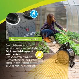 Bio Green BioGreen Elektro-Gewächshausheizung Palma mit manuellem Thermostat | IPX4 spritzwassergeschützt, energiesparend | 163 m3/h Luftumwälzung | 2000 Watt