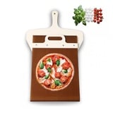 Schiebe Pizzaschaufel Holz Sliding Pizza Peel Verschiebbarer Pizzaschieber Rechteckige Pizzaschieber mit Griff, Massivholz, 50 x 30 cm