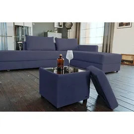 KAWOLA Hocker mit Stauraum IDA Stoff dunkelblau