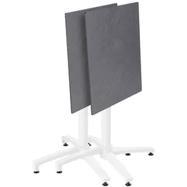 Oviala - Tisch 60x60 cm Schiefer und 4 Stühle aus grauem Metall