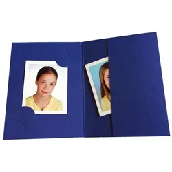 1x100 Daiber Passbildmappen blau für 3 Bildformate