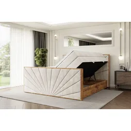 altdecor Boxspringbett 120 x 200 cm H3 Beige/Weiß