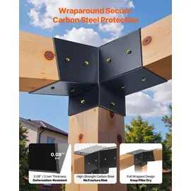 Vevor Pfosttenverbinder 3-Wege-Schräghalterung 92 x 92 mm Schwarz