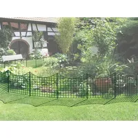 Metall Teichzaun - Set "Unterburg" 11 tlg. - 375cm, Tiergehege, Gartenzaun, Campingzaun, Zaunmatten, Steckzaun, Hühnerzaun, Katzenzaun, Hundezaun,... - Grün