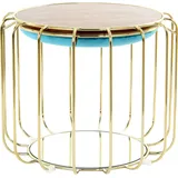 Kayoom Beistelltisch KAYOOM "Pouf Comfortable 110, abnehmbares und wendbares Oberteil", blau (türkis, gold, gold), B:50cm H:45cm T:50cm, Eisen, MDF, Samtbezug, Schaumstoff, Spiegel, Tische, Beistelltisch, praktisch umzuwandeln in Tisch oder Hocker, mit 