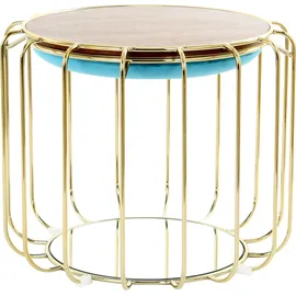 Kayoom Beistelltisch KAYOOM "Pouf Comfortable 110, abnehmbares und wendbares Oberteil", blau (türkis, gold, gold), B:50cm H:45cm T:50cm, Eisen, MDF, Samtbezug, Schaumstoff, Spiegel, Tische, Beistelltisch, praktisch umzuwandeln in Tisch oder Hocker, mit 