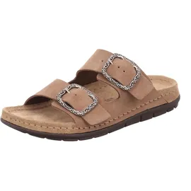 ROHDE Damen Pantolette mit zwei Schnallen aus Velourleder Rodigo-D 5893, Größe:39 EU, Farbe:Beige - 39