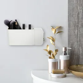 Relaxdays Kosmetik Organizer Badaccessoires Weiß/Gold