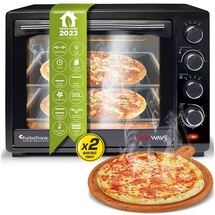 Z-Line TurboTronic Minibackofen mit Umluft und Drehspieß 35 Liter, Schwarz, inkl. 2x Backblech, 1600W Mini Backofen Camping Pizzaofen Klein/Groß