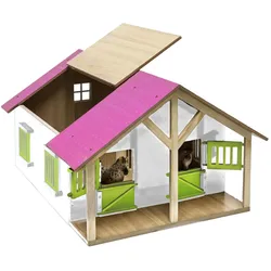 Kids Globe Farming Pferde Stall aus Holz 1:24, mit Werkstatt, Dach+Tür beweglich