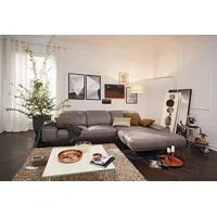 Musterring Wohnlandschaft MUSTERRING "MR 2490 Ecksofa mit erstklassigem Sitzkomfort, Long-Life-Leder", grau (light grau, b), B:342cm T:207cm, Sofas, Wohnlandschaft, Bronze-Fuß, Sitzhöhe 48cm, wahlweise mit Funktionen, Maße 342 x 207 cm