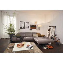 Musterring Wohnlandschaft MUSTERRING "MR 2490 Ecksofa mit erstklassigem Sitzkomfort, Long-Life-Leder", grau (light grau, b), B:342cm T:207cm, Sofas, Wohnlandschaft, Bronze-Fuß, Sitzhöhe 48cm, wahlweise mit Funktionen, Maße 342 x 207 cm