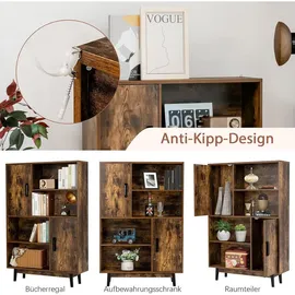 Costway Bücherschrank 80 x 24 x 120 cm Braun