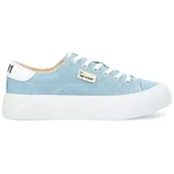 NO NAME für Damen. QNBCDN0 Reset Sneaker aus blauem, gewaschenem Denim-Canvas mit Steppnähten (40), Stoff, Wohnung, Schnürsenkel, Lässig