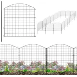 V2Aox Zaun Gartenzaun Steckzaun Teichzaun für Garten Teich 18 Zaunelemente 78 cm hoch Metall Hundezaun Gitterzaun Oberbogen Schwarz V2Aox6 x 6cm