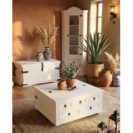 VCM Mexico Schreibtisch Breite 141 cm, Höhe 76 cm mit 5 Schubladen und 1 Tür in grau.