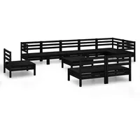 vidaXL 10-tlg Garten-Lounge-Set Massivholz Kiefer Schwarz