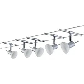 Paulmann Seilsystem Sheela Basisset GU5,3 max. 5x10W dimmbar 230/12V Chrom matt/Opal 94136 - Silber