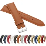 MARCHEL Glattleder LLB Lederarmband Echtleder Uhrenarmband Uhrenband Rindsleder Feines Leder (18 mm, Hellbraun)