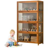 Dtyubfg 1~5 Schichten vitrinenschrank Bambus-Aufbewahrungsschrank, Vitrine mit AcryltüR, Curio-SchräNke, Flip-Schranktür-Design, ist staubdicht und leicht zu reinigen Sich für Schlafzimme Eckvitrine