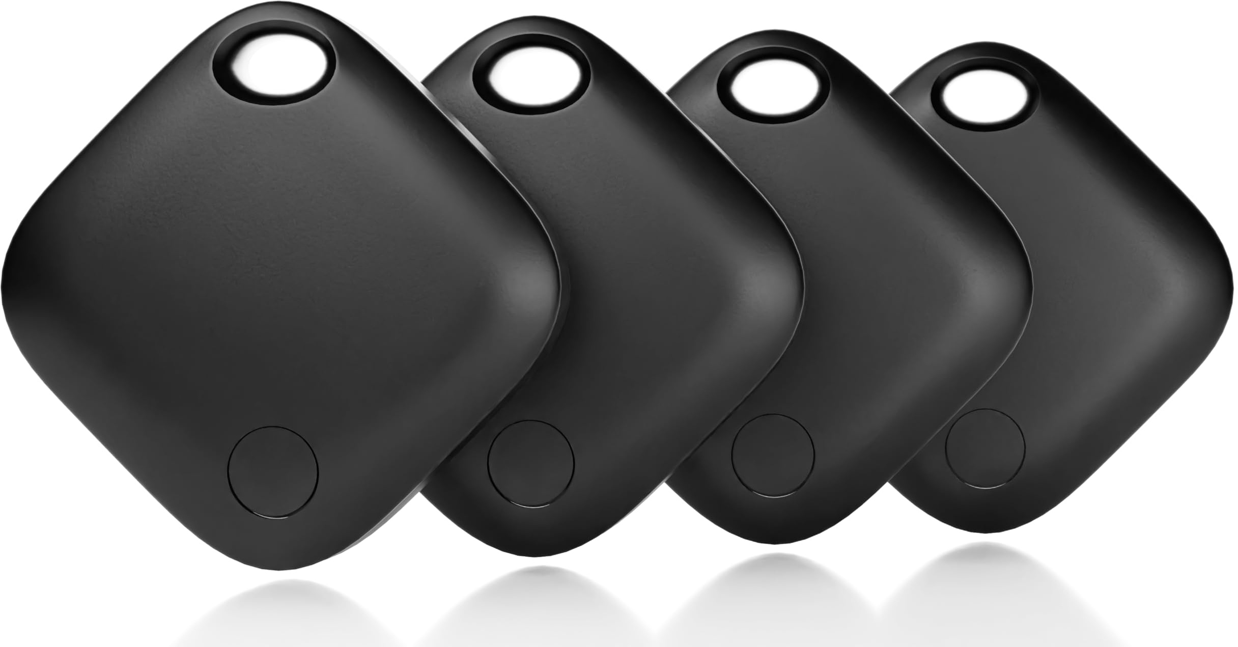 WALLTRUST 4 Stück Schlüsselfinder Tracker Kompatibel mit Apple Wo ist? APP (iOS) iPhone und iPad – Bluetooth Schlüsselfinder Schlüsselanhänger Gadget in Schwarz für Taschen Tiere Schlüssel