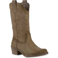 VAN HILL Damen Cowboystiefel in Khaki,